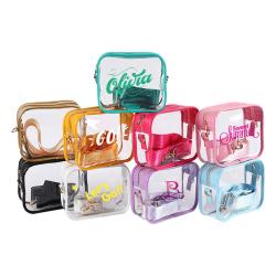 Wholesale Custom Stock Portable Durable Clear Vinyl & PU Leather Crossbody Clear Stadium Purse Black Game Day Bag Messenger Bag