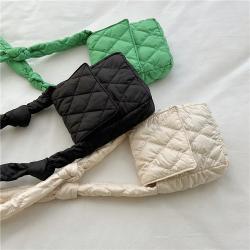 Winter New Casual Simple Nylon Puffer Small Square Bag Fashion Shoulder Bag Stitching Cotton Diamond-Shaped Crossbody Bag