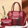 Sequin leather 2 pieces set handbags shoulder bag come with a wallet for women ladies large purses 2024