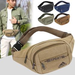Men Unisex Canvas Waist Bag Cash Pouch Custom Logo Canvas Sports Fanny Pack Bum Bag