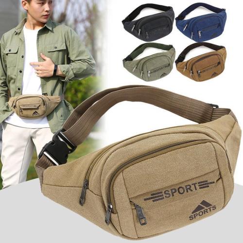 Men Unisex Canvas Waist Bag Cash Pouch Custom Logo Canvas Sports Fanny Pack Bum Bag