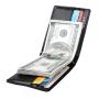CNL007 Unisex Genuine Leather Rfid Wallet Money Clip Metal Clip Slim Leather Purse Business ID Credit Card Holder Card Case