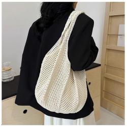 ZWY325 Daily Fashion Girls Cotton Knitting Bag Wholesale Vacation Beach Bag Eco-friendly Shopping Travel Simple Shoulder Bag