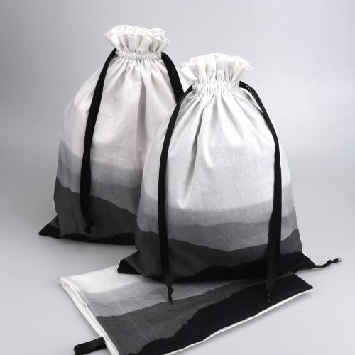Custom Full Color Digital Printing Cotton Fabric Gift Dust Drawstring Bag Shopping Bag Packaging Canvas Pouch