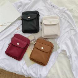 2024 New Style Girls' Fashion Solid Color Slant Crossbody Bag Mini Mobile Phone Bag Nylon Shoulder Small Bags
