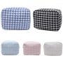 Keymay New NO MOQ Multi Colors Black Large Makeup Bag Plaid Pattern Cosmetic Organizer for Women Girls Cloth Pouch with Zipper