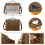 Lovevook 15.6'' Vintage Leather Laptop Book Bag Satchel Bag for Work Travel School Waterproof Canvas Briefcase Men Messenger Bag