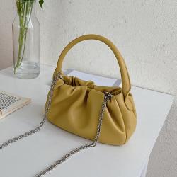 2024 Factory Outlet New Korean Fashion Trend Women Shoulder Bag Chain Slanting Bag Pleated Candy Pu Leather Color Handbags