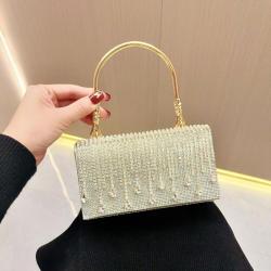 NEW trendy ladies party rhinestone clutch bag purses women's dress golden clutch bag evening bags metal dinner clutch handbags