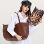 2024 Wholesale Large Genuine Leather Tote Shoulder Bag For Women Luxury With Clutch