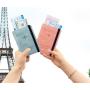 HR244 Strap PU Leather RFID Passport Bag Anti Theft Clip ID Portable Bank Card Holder Daily Matching Solid color Wallet Clip