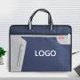 ZR907 Unisex Business Luxury Briefcase Soft Faced Zipper Dark Blue Oxford Office Handbag Laptop Bag Woven Document Custom logo