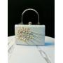 New Arrival Bridal Wedding Elegant Wholesale Rhinestone Flower Clutch Bag Glitter Pleats Handbag Banquet Bag For Woman