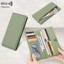 ZF256 RFID Unisex Long Soft Leather Anti-theft Money Clip Zipper  Pockets Checkbook Cover Slim Card Holder Simple Coin Wallet
