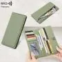 ZF256 RFID Unisex Long Soft Leather Anti-theft Money Clip Zipper  Pockets Checkbook Cover Slim Card Holder Simple Coin Wallet
