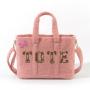 Keymay Shopper Bag for Women with Extra Strap Personalized Winter Plush Shoulder Sherpa Handbag Fluffy Teddy Tote Bag Belt Bag