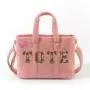 Keymay Shopper Bag for Women with Extra Strap Personalized Winter Plush Shoulder Sherpa Handbag Fluffy Teddy Tote Bag Belt Bag