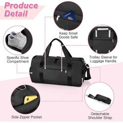 Custom Logo Small Gym Bag Women Sports Travel Duffel Bags Weekender Overnight Bag with Wet Pocket and Shoes Compartment