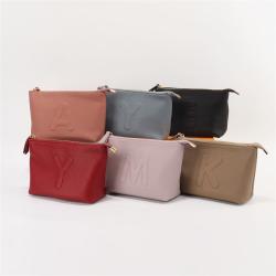 Keymay Custom High Quality Multi-color Embroidery Letter Waterproof Make up Organizer Leather Makeup Bag PU Cosmetic Bag