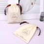 Custom Logo Printing Luxury Cotton Linen Jewelry Gift Soap Packaging Pouch Natural Recycled Dust Cotton Drawstring Bag