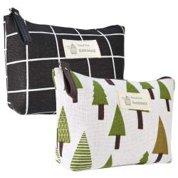 Gelory Printed Canvas Cosmetic Bag, Multi-Function Coin Purse Holder Bags Pencil Packet Large-Capacity Toiletry Bag