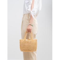 Handmade woven bag for women's summer fashion wooden bead bag