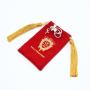 Custom Gold Logo Printed Tassels Small Velvet Bag For Necklace Red Soft Luxury Velvet Jewelry Pouch