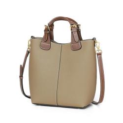 2024 Custom Luxury Contrast Genuine Leather Bucket Bag Handbag For Women Ladies