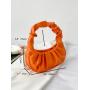 Fashion Ins Woman Designer Handbags Custom Simple Retro Sling Bag With Wooden Handle Pleated Cloud Small Bag Pure Color