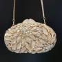 Luxury leaf flower inlaid diamond evening bag gold banquet party women handbag hollowed out metal box rhinestone clutch bag