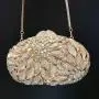 Luxury leaf flower inlaid diamond evening bag gold banquet party women handbag hollowed out metal box rhinestone clutch bag