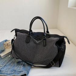 Custom Fashion Designers Portable Durable Shoulder Carry on Tote Sport Gym Travel Rhinestone Duffle Bag for Women