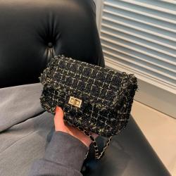 Woven fashionable small fragrant style bag, spring and summer woolen chain new style of the year, shoulder crossbody handbag