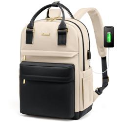 LOVEVOOK 14 15.6 17 Inch Student School Book Bags with USB Port Womens Fashion Casual Waterproof Laptop Backpack for Woman Girls