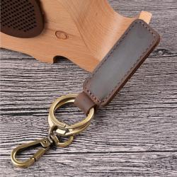 Custom Logo Vintage Genuine Leather Keychain Holder Crazy Horse Leather Men Women Car Key Organizer Case Holder