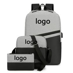 ZR880 Laptop Bag Sets Print Logo Wholesale Men Casual Computer Waterproof School Rucksack Bag Polyester Laptop Backpack