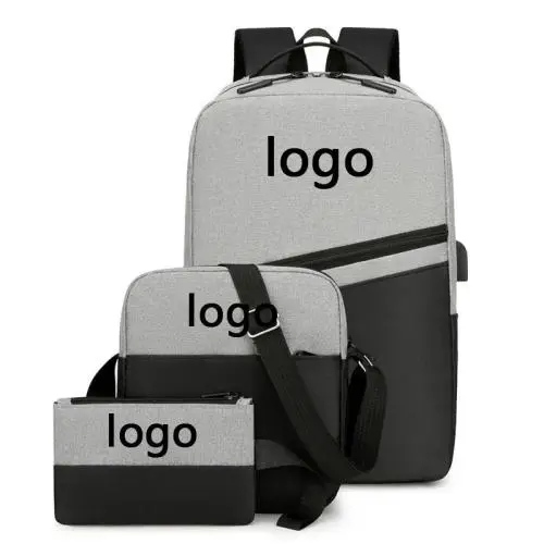 ZR880 Laptop Bag Sets Print Logo Wholesale Men Casual Computer Waterproof School Rucksack Bag Polyester Laptop Backpack