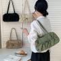 New Style Simple Big Nylon Hand Bag Zipper Women Tote Bags Handbag Fashionable Casual Lady Drawstring Ruched Shoulder Bag