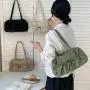 New Style Simple Big Nylon Hand Bag Zipper Women Tote Bags Handbag Fashionable Casual Lady Drawstring Ruched Shoulder Bag