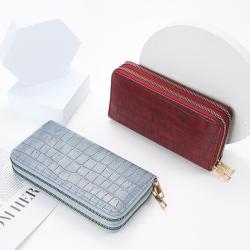 New Fashion and Popular Crocodile Pattern Double Zipper Wallet