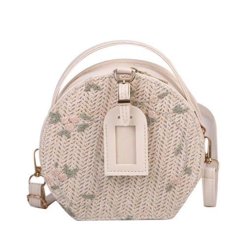 KBW092 Hot Sale Straw Bag Small Fresh Flower Woven Handbag Single Shoulder Messenger Small Round Bag