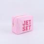 New Fashion Wholesale Nylon Waterproof Zipper Makeup Bags Custom Designer Embroidered Patches Travel Pink Womens  Cosmetic Bag