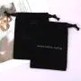 Custom Logo Printed Small Canvas Drawstring Bag For Candle Packaging Black Soild Gift Storage Dust Cotton Pouch