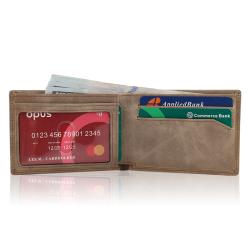 Minimalist Genuine Leather Wallet Men's Slim Wallet RFID Blocking Oil Waxed Leather Men Wallet