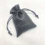Custom Logo Printing Small Lu Leather Bag Drawstring Jewelry Lipstick Pouch Black Waterproof Leather Packaging Storage Bag