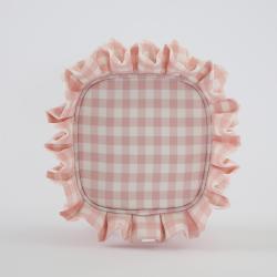 Keymay Wholesale Women Beautiful Makeup Bag Waterproof Wash Bag Storage Pouch Gingham Ruffle Small Nylon Cosmetic Bag