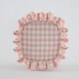 Keymay Wholesale Women Beautiful Makeup Bag Waterproof Wash Bag Storage Pouch Gingham Ruffle Small Nylon Cosmetic Bag