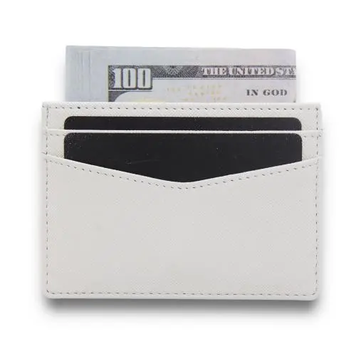 Vegan leather PU saffiano leather front pocket card wallet rfid blocking card holders