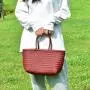 2024 Luxury Handmade Woven Genuine Leather Tote Bag Handbag For Women With Pouch
