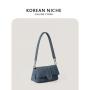 Korean style fashion design metal decoration bag female hundred handbag simple denim fabric shoulder bag